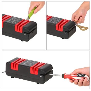 Imagem de Tingpai ador de facas elétrico profissional adores de corte automáticos multifuncionais com chanfros crus e finos de 15 g us pa facas retas serrilhadas Tesou s Moedor de cortador de cozinha com 3