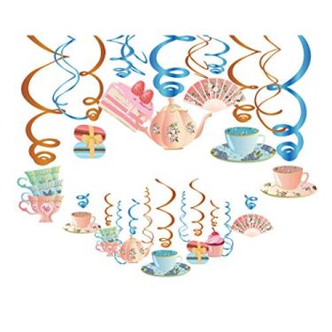 Imagem de Anor Wishlife Decoração de chá em espiral, chapeleiro louco, vintage, xícara de chá para jardim, festa, juntos, teto, casa, escritório, quarto (30 unidades)