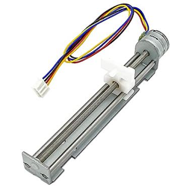 Imagem de QINIZX Motor de passo DC 5V-9V 12V 2 fases 4 fios trilho linear 90 mm parafuso de avanço linear atuador de estágio com porca deslizante ângulo passo 18 graus para máquina de gravação a laser DIY