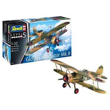 Imagem de Revell 03846 Gloster Gladiator Mk. II, Flugzeugmodell 1:32, kit de modelo de 26,2 cm, não envernizado