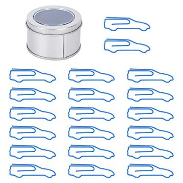 Imagem de 20pcs clipes de papel, clipe de papel de carro azul com caixa de armazenamento de estanho mini marcador divertido para Office-School-Document Organization