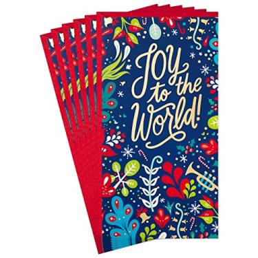 Imagem de Hallmark Pacote de porta-cartões de presente ou dinheiro de Natal, Joy to the World (6 cartões com envelopes)