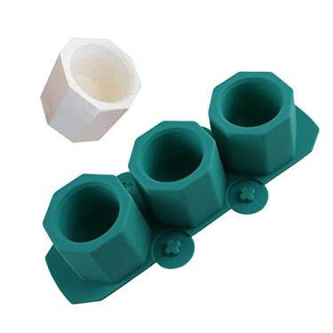 Imagem de Moldes de silicone para mini vaso de flores, molde de silicone para planta suculenta, moldes de gesso de cimento de concreto, sabonetes de vela de silicone, molde de resina, moldes de vidro de shot de gelo artesanal, verde escuro