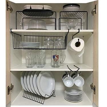 Imagem de Organizador Armário De Cozinha Prateleira Aramado Cesto 6un - Preto