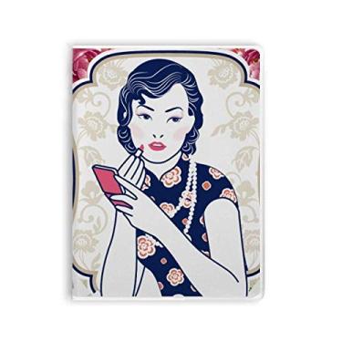 Imagem de Diário de capa macia para caderno com estampa de mulher rosa da cultura chinesa