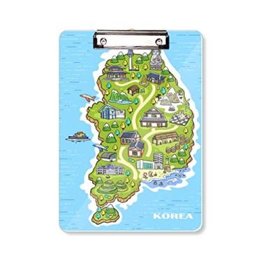 Imagem de Mapa mostrando pontos de referência populares na Coreia Prancheta Pasta, Bloco de Escrita Placa de Apoio A4