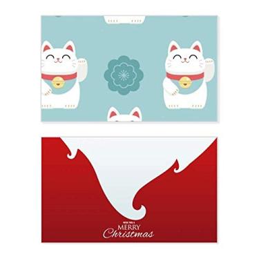 Imagem de Lucky Cats Sakura Totem Japan Holiday Holiday Merry Christmas Cartões de parabéns Mensagem de Natal