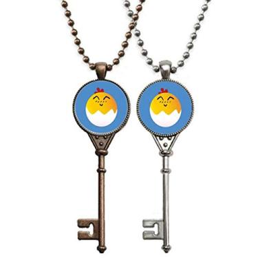 Imagem de OFFbb-USA Colar com pingente de desenho animado de rosto adorável Egg Smile para decoração de casal