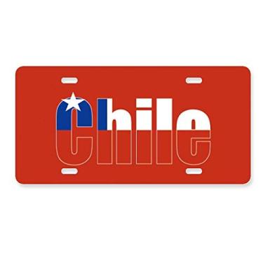 Imagem de DIYthinker Placa de carro com nome da bandeira do Chile em aço inoxidável para decoração de carro
