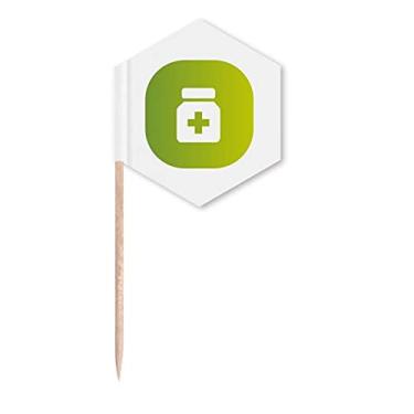 Imagem de Bandeira de palito de dente com ícone verde de circulação de salvage, palitos de cupcake, festa comemoração