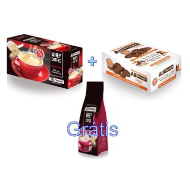 Imagem de KIT - 1 caixa de Whey Coffee CAPPUCCINO 625g + 1 Caixa de Whey Cookie de CACAU 640g - GRÁTIS Pacote whey coffee MOCACCINO 300g