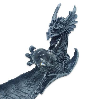 Imagem de Incensário Vareta Dragão Mágico Bola de Cristal 33cm Cinza