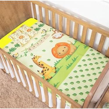 Imagem de Jogo de Lençol Berço Bebê 3 peças Personagem Infantil (Safari)