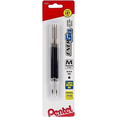 Imagem de Pentel Refil de tinta para caneta de gel EnerGel e Lancelot (0,7 mm), ponta de metal, tinta preta, pacote com 2 (LR7BP2A)