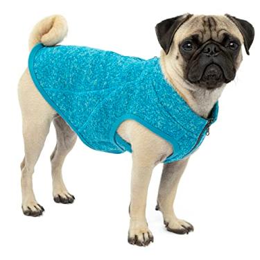 Imagem de Suéter para cães Kurgo K9 Core | Suéter para cães durante todo o ano | Colete de lã para cães | Jaqueta de lã para animais de estimação | Forro de lã | Leve | Abertura com zíper para arnês | Pescoço ajustável | Azul litoral (PP)