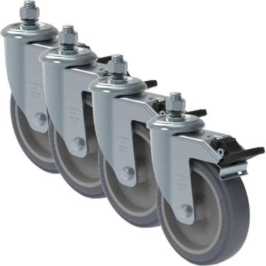 Imagem de Rodizio Giratório com Freio Espiga Roscada 6 POL até 85kg 4 Peças GLE-612 SCHIOPPA