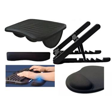 Imagem de  Kit Ergonômico - Suporte P/Notebook, Apoio para Teclado(Keypad), Mousepad e Apoio P/pés