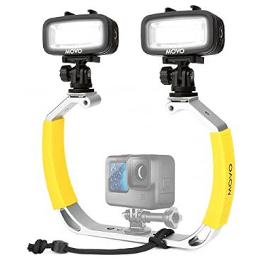Imagem de Pacote de equipamento de mergulho Movo XL com luzes LED à prova d'água - Compatível com GoPro HERO3, HERO4, HERO5, HERO6, HERO7, HERO8, HERO9 e DJI Osmo Action Cam - Acessórios de mergulho para câmera subaquática
