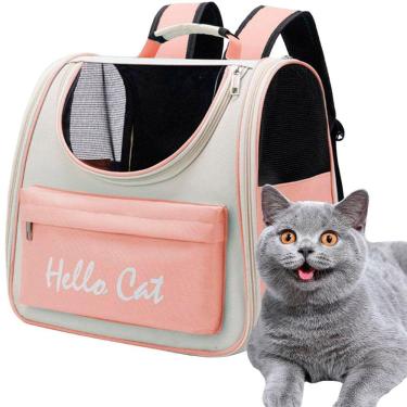 Imagem de Bolsa Mochila Transporte Gato pet Animais Estimaçao Visao Panoramica Passeio Viagem Ar Bolsos Ventilado Caminhada Lazer