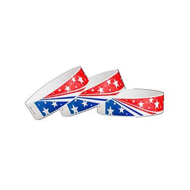 Imagem de Pulseiras Tyvek de 3/4 polegada da WristCo Star Stream USA, Star Stream Red, White, Blue, 200 Count