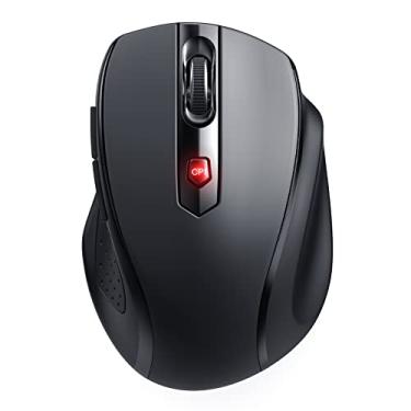 Imagem de HOTWEEMS Mouse sem fio, mouse Bluetooth, 6 botões, 5 DPI ajustáveis (800-2400), bateria de 18 meses, mouse ergonômico sem fio para laptop, computador, PC, Mac, Chromebook - preto