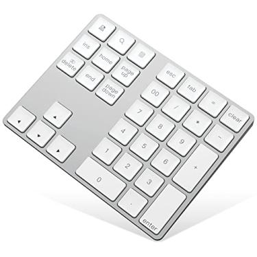 Imagem de HoRiMe Teclado numérico Bluetooth, teclado numérico de alumínio recarregável, 34 teclas, teclado numérico externo, entrada de dados compatível com MacBook, MacBook Air/Pro, iMac Windows Laptop Surface Pro etc