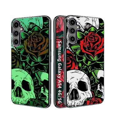 Imagem de YOVIAKK Capa para Samsung Galaxy A54, Slim Fit Caveira Vermelha Brilha no Escuro PC Rígido Policarbonato TPU Macio À Prova de Choque Capa Protetora Feminina e Masculina para Samsung Galaxy A54 4G/5G
