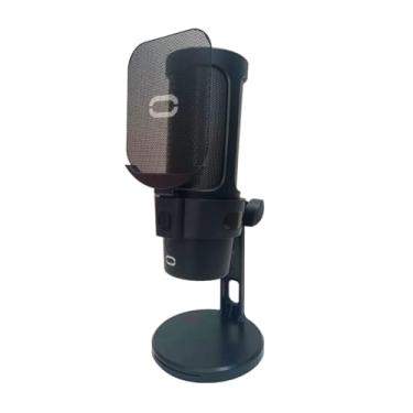 Imagem de Microfone Condensador Profissional Com Luz Led Rgb Para Gamer Live Pod Cast Cabo Usb-c 1,8m Botão Mute (Preto)