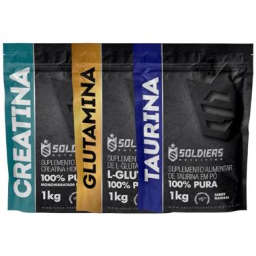 Imagem de Soldiers Nutrition, Kit: Glutamina 1Kg + Creatina Monohidratada 1Kg + Taurina 1Kg - 100% Puro Importado - Soldiers Nutrition
