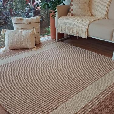 Imagem de Tapete Tear Artesanal Listrado Atualle 150 x 200 Marrom