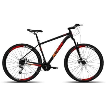 Imagem de Bicicleta KSW XLT 100 Em Aluminio 27 Velocidades 3x9V Freio a Disco Suspensão,21,Preto Vermelho e Laranja