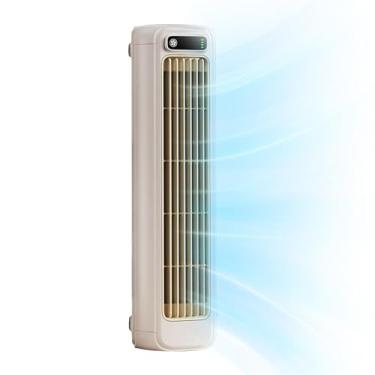 Imagem de YYGJYGOO Ventilador de resfriamento de ar condicionado, ventilador de torre portátil de mesa com três velocidades, ventilador silencioso sem lâminas para quarto, escritório, cozinha (branco)