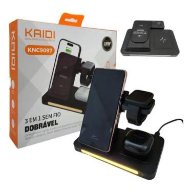 Imagem de Carregador Por Indução Dobrável 3 Em 1 Sem Fio Kaidi Android iOS Smart