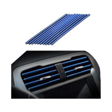 Imagem de Guarnição Cromada para Ar Condicionado de Carro - 10 Peças (20cm), Azu