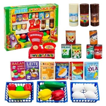 Imagem de Super Feirinha Infantil 32 Peças - Kit Mercearia/Mercadinho/Comidinha 