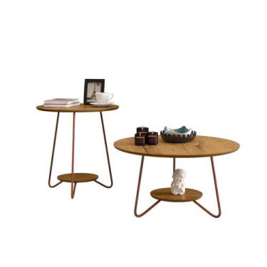 Imagem de Kit Mesa Centro e Mesa Apoio Decoração para Escritório e Sala Liz Core