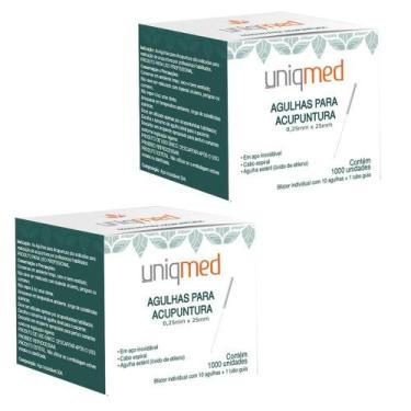 Imagem de Agulha Para Acupuntura 1000Un 0,25X25Mm Kit 2Cx Uniqmed