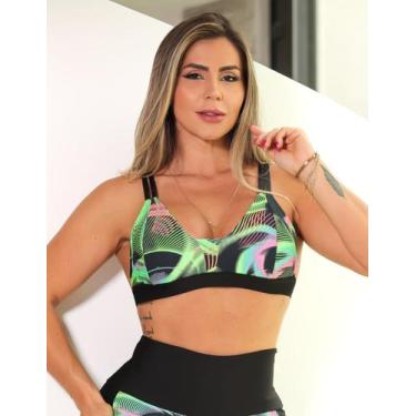 Imagem de Top Feminino para Academia Estampado com Bojo Removível e Alças Regulá