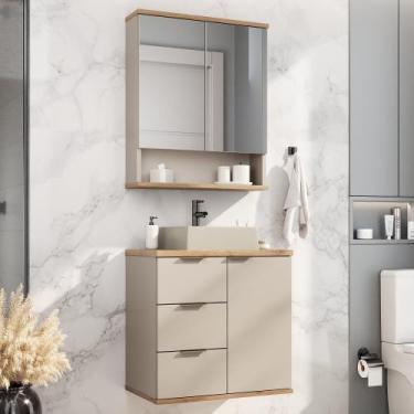 Imagem de Conjunto de Banheiro Completo com Gabinete, Cuba e Espelheira 57cm Bel