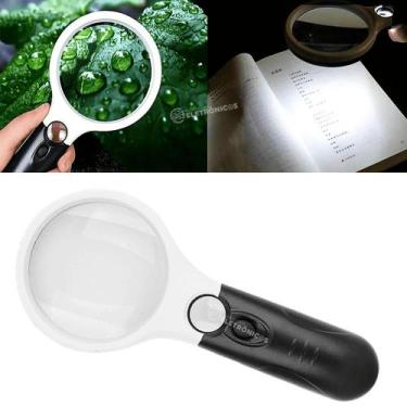 Imagem de Lupa De Mão Com 3 Led De Luz Ampliação 3x 45x Para Leitura 6902AB - Ji