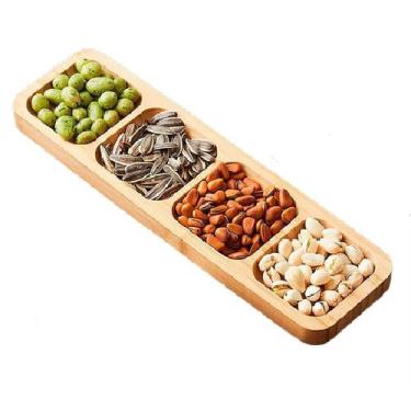 Imagem de Petisqueira de Bambu Retangular Com 4 Divisórias 33x10cm - Inter