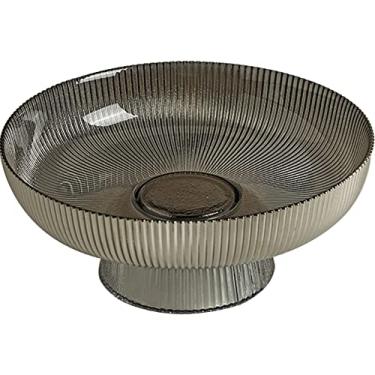 Imagem de Kelendle Tigela de vidro com pé - Pedestal redondo tigela de frutas transparente decorativa prato de servir sobremesa suporte de exibição lanches prato de nozes para balcão de cozinha centro de mesa