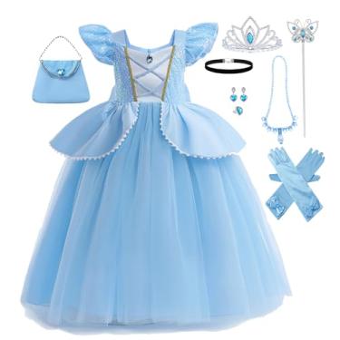 Imagem de Bvthiynu Vestidos de princesa para meninas, fantasia de Halloween, festa de aniversário, azul, cosplay, roupa chique, Azul, 2-3 Anos