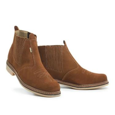 Imagem de Bota Botina Masculino em Couro Na Cor Nobuck Terra Bico Quadrado Solad