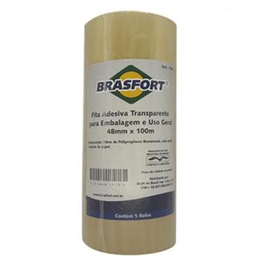 Imagem de Fita Embal Brasfort 48X100 Transp - Kit C/5 Unidades