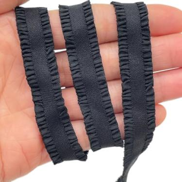 Imagem de Lmlliang Acabamento de renda elástica de 1,3 cm, fita de algodão elástico, acabamento elástico macio com babados para costura, lingerie, tangas e artesanato DIY e oferta de costura (preto)