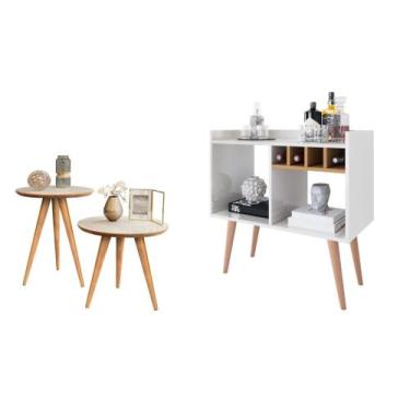 Imagem de Conjunto Elegance - Aparador Buffet Bar + Mesa Apoio e Lateral - Cores