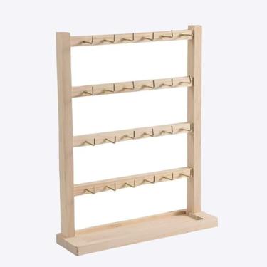 Imagem de Golden Strawberry 4 camadas de expositor de madeira com ganchos para colares. Anéis, brincos, pulseiras e outros expositores de armazenamento de joias