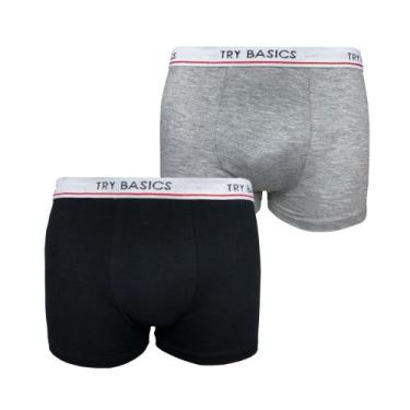 Imagem de Kit 2 Cuecas Boxers Infantil Box Algodão Cotton Conforto - Try Basics,