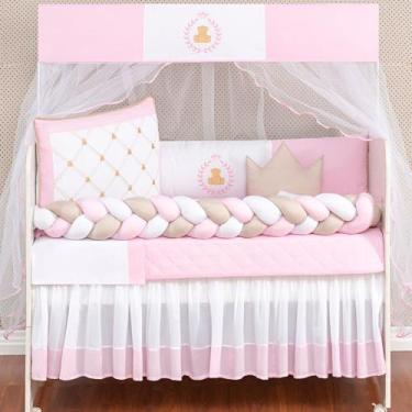 Imagem de Kit enxoval de berço príncipe ursinho com lençol de algodão 12 peças t